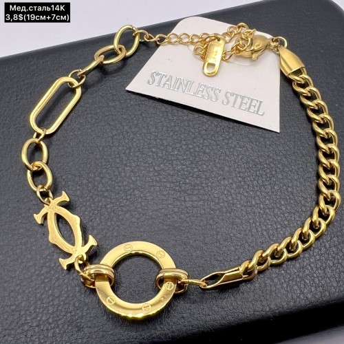 Браслет мед.сталь14К 10424 (19+7 см.)